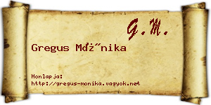 Gregus Mónika névjegykártya